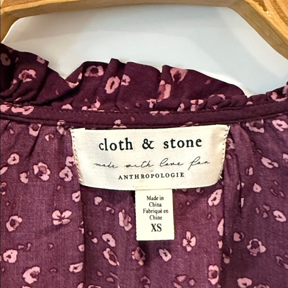 Anthropologie Plum Floral V-Neck Blouse size XS - Picture 4 of 7